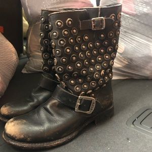 Frye Distressed Moto Boots